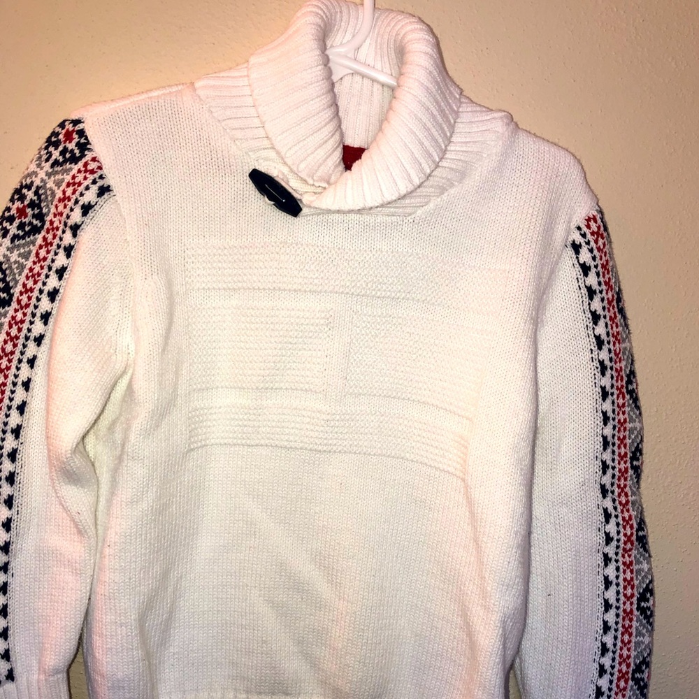 Tommy Hilfiger White Shawl Collar Sweater